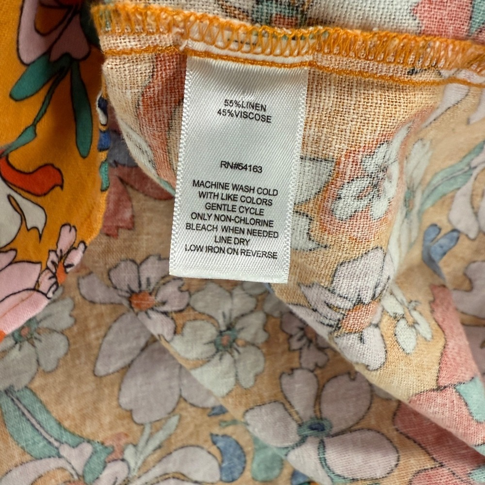 Marc New York Andrew Marc Top Womens XL Floral Linen Blend Garden Summer Resort - Picture 6 of 8